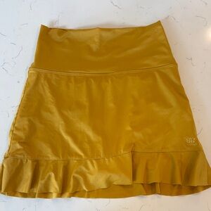 Mustard Yellow Ruffle Hem swim Skirt